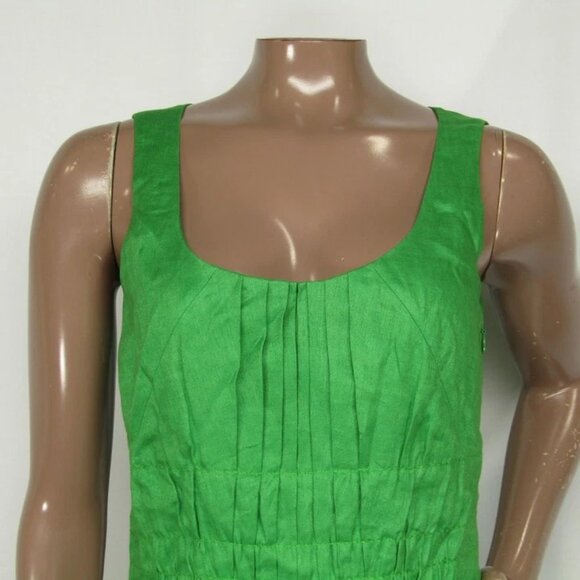Tory Burch Women's Pleated Linen Midi Dress Bright Leaf Green Size 0 - Picture 4 of 8